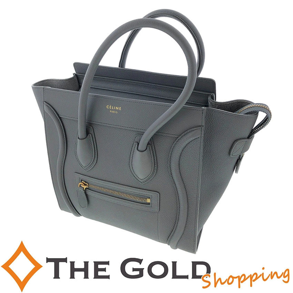 Celine Luggage Shopper Coal Leather Bag Handbag The Shopping Gray Gold
